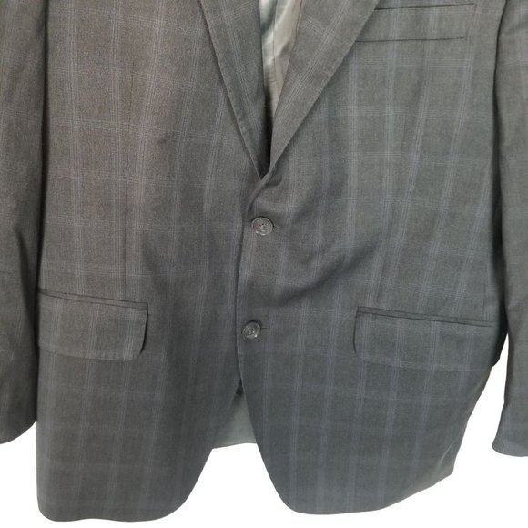 Peter Millar Mens 40S Gray Plaid Long Sleeves Wool 2-Piece Blazer Suit Set - Picture 3 of 14